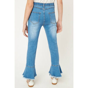 HAYDEN Farah Distressed Cropped Frilly Flare Jeans Girls Large